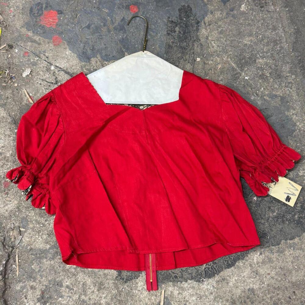 Vintage Film Costume 40s 50s Does Victorian Antique Style Red Blouse S